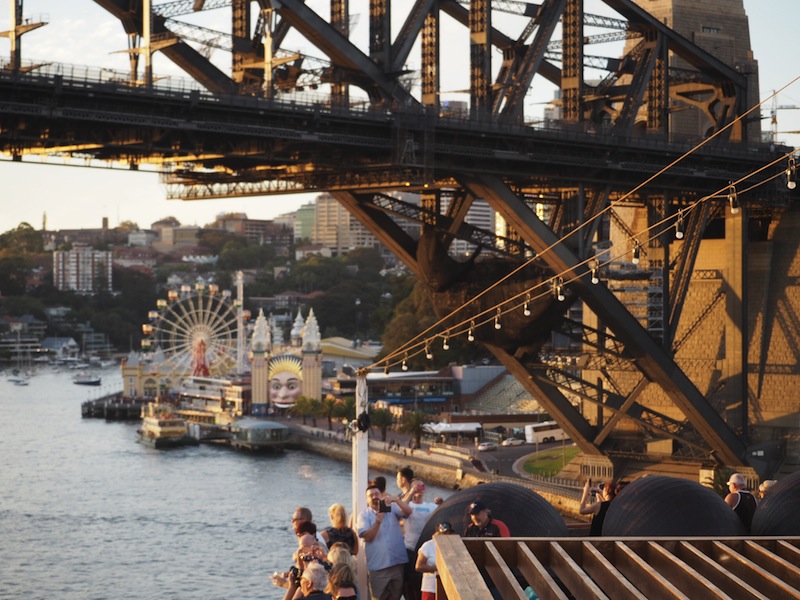 Cruise ship approaches Sydney Harbour Bridge