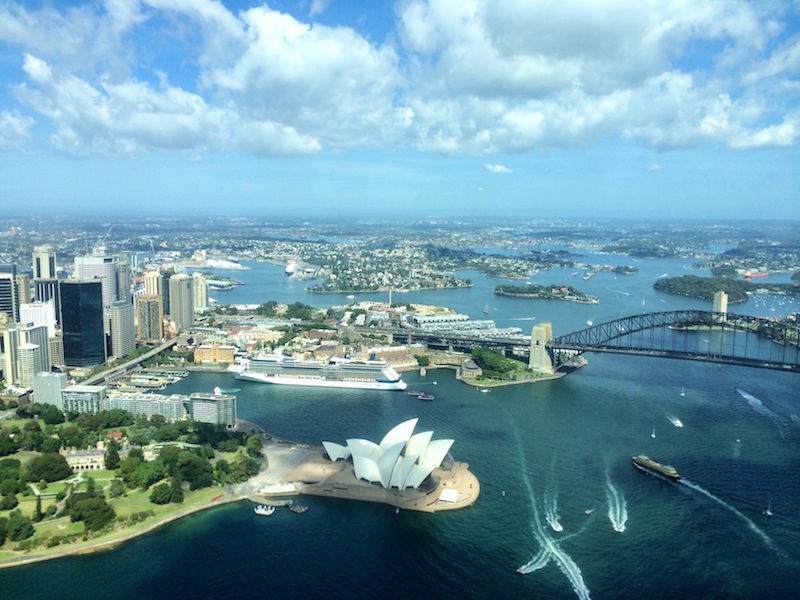 Flying over Sydney Harbour