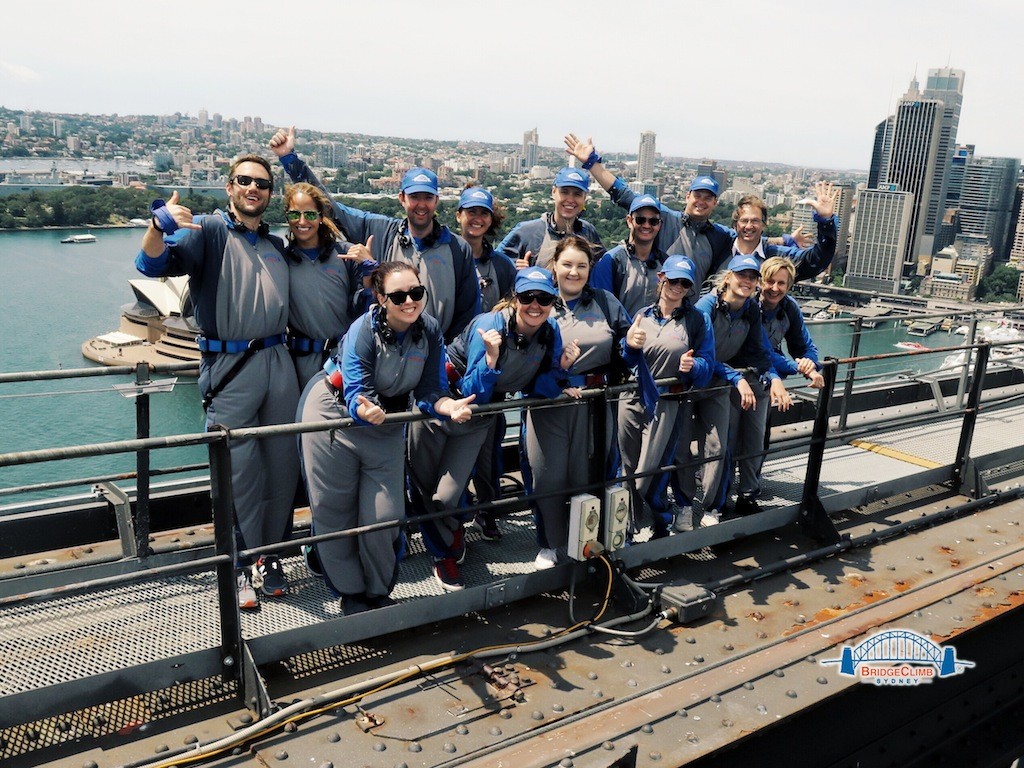 Group shot from the top of BridgeClimb Sydney