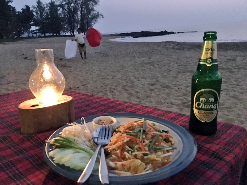 Dinner with your feet in the sand at Peter's Bar Khao Lak