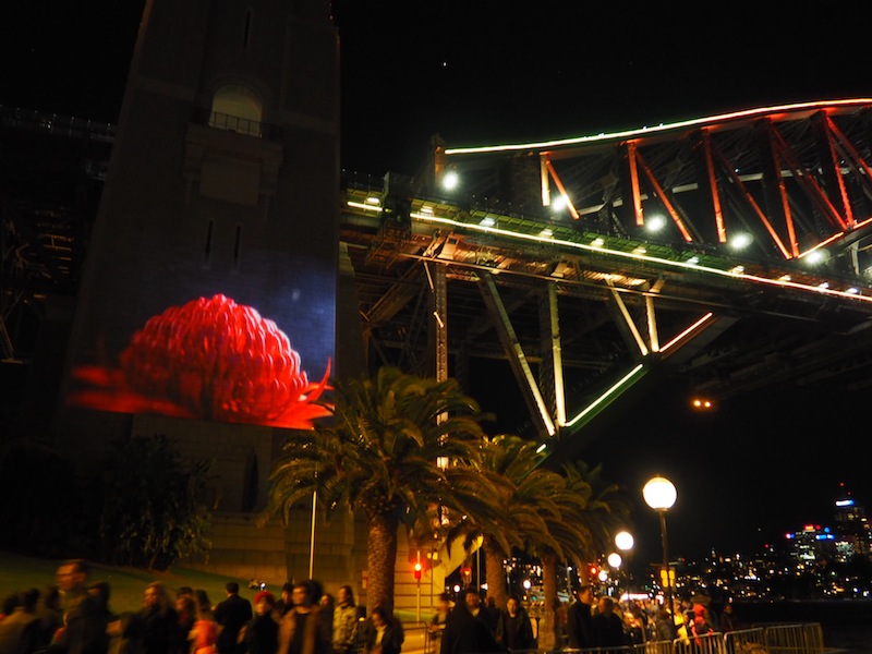 Dancing figures on the south pylon of Sydney Harbour Bridge