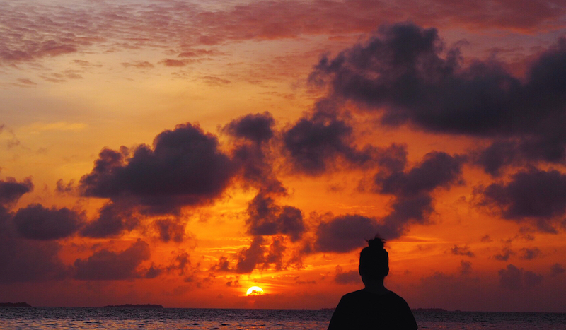 Watching sunrise at Adaaran Club Rannahli Maldives